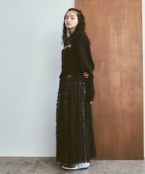 poiregnee(ポワニェ)の「ティアードレーススカート(スカート・レディース・オフホワイト/ブラック・FREE)」の16枚目の写真