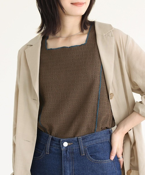 n'OrLABEL（ノアールレーベル）の「『配色メロースクエアタンクトップ』（タンクトップ・レディース・アイボリー/ブラック/パープル/ブラウン・S～Ｍ/3L/L～LL）」の20枚目の写真