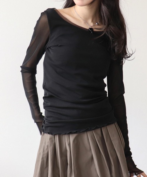 【セール】ソフトチュールトップス（Tシャツ/カットソー）｜Three Four Time（スリーフォータイム）