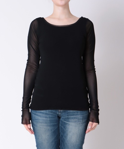 Three Four Time(スリーフォータイム)の「ソフトチュールトップス(Tシャツ/カットソー・レディース・ブラック/オフホワイト/グレー・FREE)」の14枚目の写真