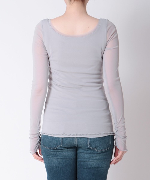 Three Four Time(スリーフォータイム)の「ソフトチュールトップス(Tシャツ/カットソー・レディース・ブラック/オフホワイト/グレー・FREE)」の18枚目の写真