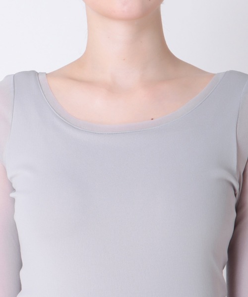 Three Four Time(スリーフォータイム)の「ソフトチュールトップス(Tシャツ/カットソー・レディース・ブラック/オフホワイト/グレー・FREE)」の19枚目の写真