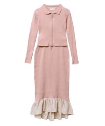 CALNAMUR（カルナムール）の「【セットアイテム】Wジップブロッキングフリルニットセットアップ（ワンピース・レディース）」