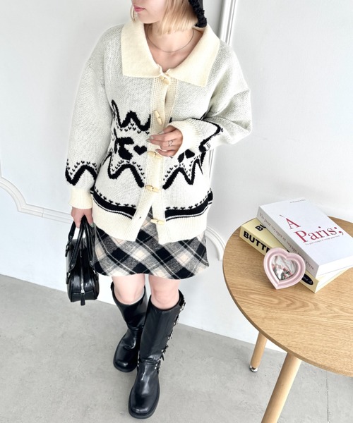 セール】チェリージャガードカウチンニット（カーディガン/ボレロ