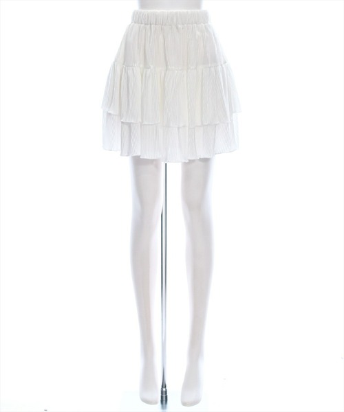 clear（クリア）の「レイヤーフリルヘムスカート [着回し力抜群 ガーリー]≪再入荷≫（スカート・レディース・ブラック/オフホワイト・F）」の12枚目の写真