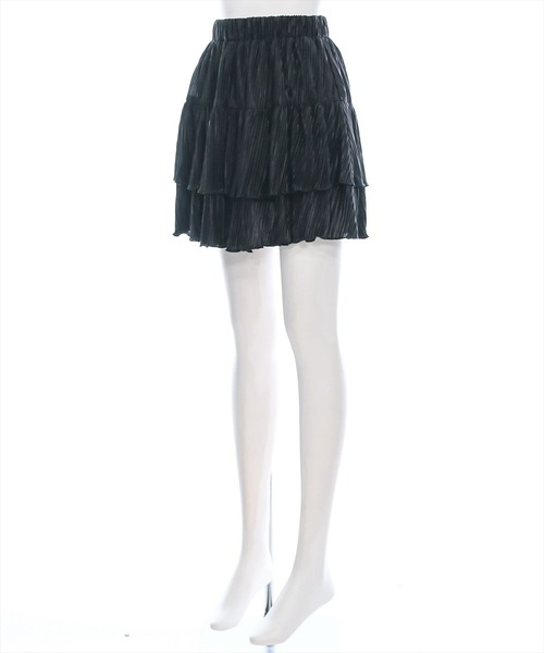 clear（クリア）の「レイヤーフリルヘムスカート [着回し力抜群 ガーリー]≪再入荷≫（スカート・レディース・ブラック/オフホワイト・F）」の4枚目の写真