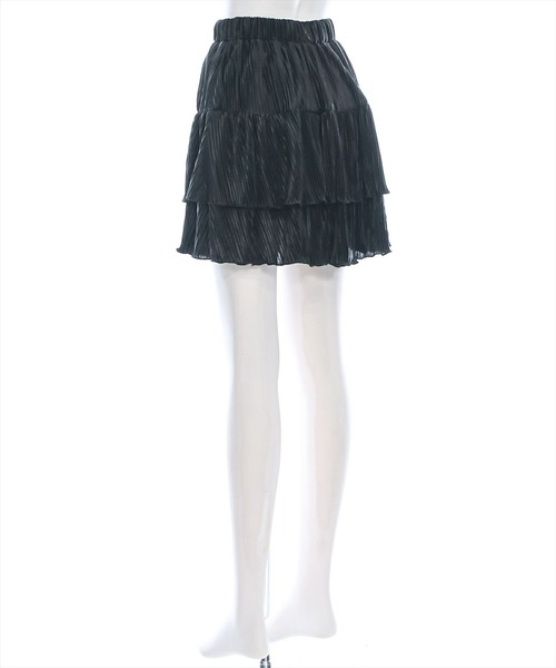 clear（クリア）の「レイヤーフリルヘムスカート [着回し力抜群 ガーリー]≪再入荷≫（スカート・レディース・ブラック/オフホワイト・F）」の6枚目の写真