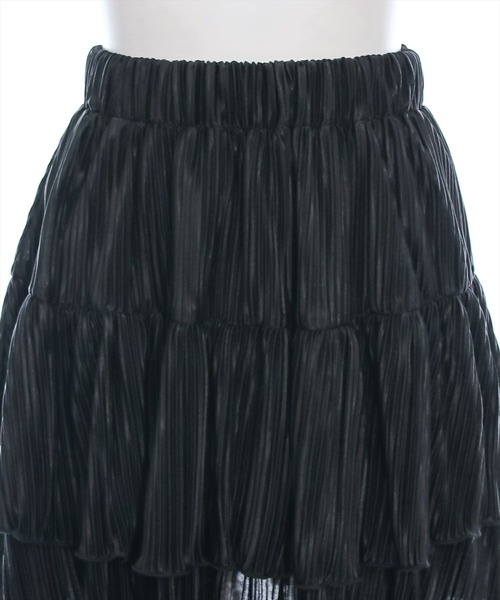 clear（クリア）の「レイヤーフリルヘムスカート [着回し力抜群 ガーリー]≪再入荷≫（スカート・レディース・ブラック/オフホワイト・F）」の8枚目の写真