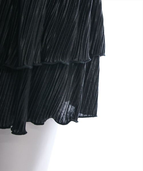 clear（クリア）の「レイヤーフリルヘムスカート [着回し力抜群 ガーリー]≪再入荷≫（スカート・レディース・ブラック/オフホワイト・F）」の11枚目の写真