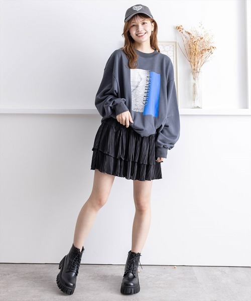 clear（クリア）の「レイヤーフリルヘムスカート [着回し力抜群 ガーリー]≪再入荷≫（スカート・レディース・ブラック/オフホワイト・F）」の13枚目の写真