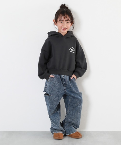 devirock(デビロック)の「ガールズ 裏起毛 パーカー&カーゴスカート セットアップ(セットアップ・キッズ・杢グレー/パープル系5/スミクロ・100cm/110cm/120cm/130cm/140cm/150cm/160cm)」の5枚目の写真