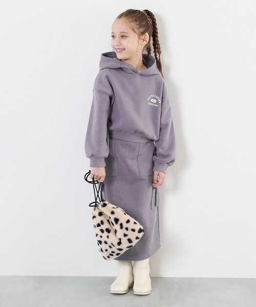 devirock(デビロック)の「ガールズ 裏起毛 パーカー&カーゴスカート セットアップ(セットアップ・キッズ・杢グレー/パープル系5/スミクロ・100cm/110cm/120cm/130cm/140cm/150cm/160cm)」の7枚目の写真