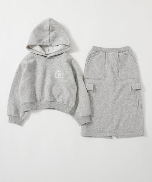 devirock(デビロック)の「ガールズ 裏起毛 パーカー&カーゴスカート セットアップ(セットアップ・キッズ・杢グレー/パープル系5/スミクロ・100cm/110cm/120cm/130cm/140cm/150cm/160cm)」の9枚目の写真