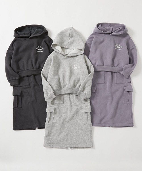 devirock(デビロック)の「ガールズ 裏起毛 パーカー&カーゴスカート セットアップ(セットアップ・キッズ・杢グレー/パープル系5/スミクロ・100cm/110cm/120cm/130cm/140cm/150cm/160cm)」の17枚目の写真