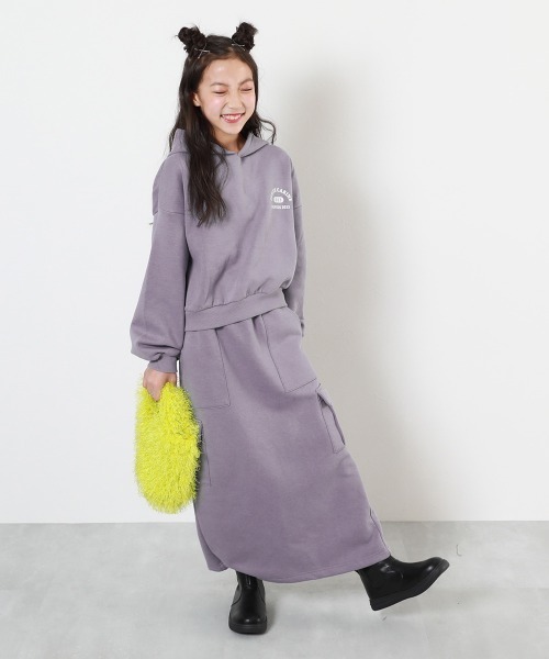 devirock(デビロック)の「ガールズ 裏起毛 パーカー&カーゴスカート セットアップ(セットアップ・キッズ・杢グレー/パープル系5/スミクロ・100cm/110cm/120cm/130cm/140cm/150cm/160cm)」の18枚目の写真