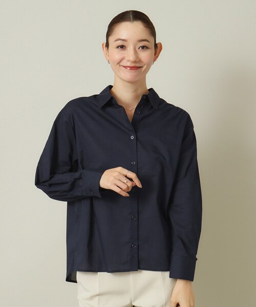 ITS'DEMO（イッツデモ）の「【羽織にも／寒暖差対策／手洗い可】抜け襟シャツ（シャツ/ブラウス・レディース・ライトグレー/ネイビー/オフホワイト/オリーブ・00）」の4枚目の写真