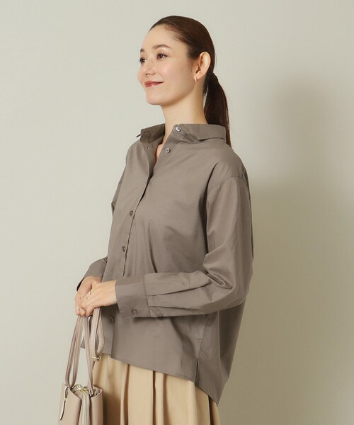 ITS'DEMO（イッツデモ）の「【羽織にも／寒暖差対策／手洗い可】抜け襟シャツ（シャツ/ブラウス・レディース・ライトグレー/ネイビー/オフホワイト/オリーブ・00）」の21枚目の写真