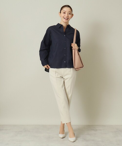 ITS'DEMO（イッツデモ）の「【羽織にも／寒暖差対策／手洗い可】抜け襟シャツ（シャツ/ブラウス・レディース・ライトグレー/ネイビー/オフホワイト/オリーブ・00）」の8枚目の写真