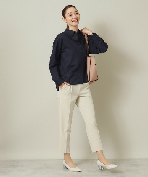 ITS'DEMO（イッツデモ）の「【羽織にも／寒暖差対策／手洗い可】抜け襟シャツ（シャツ/ブラウス・レディース・ライトグレー/ネイビー/オフホワイト/オリーブ・00）」の9枚目の写真