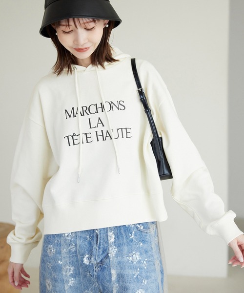 ROPE' PICNIC（ロペピクニック）の「刺繍ロゴ裏毛フーディー（パーカー・レディース・ピンク/キナリ/グレー/ブラック・38）」の2枚目の写真