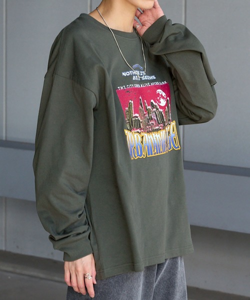 Anchor Smith(アンカー スミス)の「ヴィンテージライクランドスケープグラフィックオーバーサイズTシャツ(Tシャツ/カットソー・レディース・ネイビー/チャコール/ホワイト系/グレー系/グレー系1/ホワイト・M/L)」の21枚目の写真
