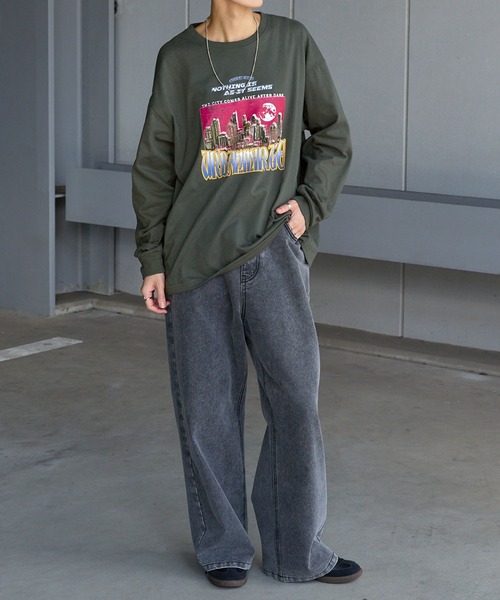 Anchor Smith(アンカー スミス)の「ヴィンテージライクランドスケープグラフィックオーバーサイズTシャツ(Tシャツ/カットソー・レディース・ネイビー/チャコール/ホワイト系/グレー系/グレー系1/ホワイト・M/L)」の19枚目の写真