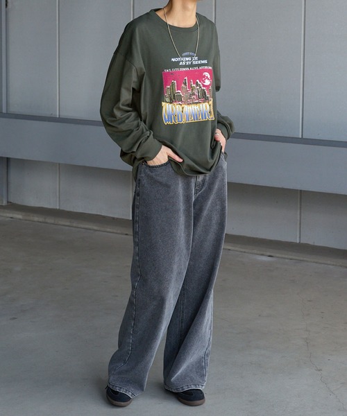 Anchor Smith(アンカー スミス)の「ヴィンテージライクランドスケープグラフィックオーバーサイズTシャツ(Tシャツ/カットソー・レディース・ネイビー/チャコール/ホワイト系/グレー系/グレー系1/ホワイト・M/L)」の17枚目の写真
