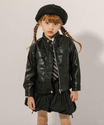 URBAN CHERRY（アーバンチェリー）の「ネックベルトデザインフェイクレザージャケット（ブルゾン・キッズ）」