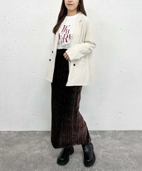 archives（アルシーヴ）の「プリーツベロアタイトスカート（スカート・レディース・ブルー/ブラウン/ベージュ・MEDIUM）」の8枚目の写真