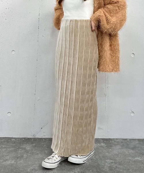 archives（アルシーヴ）の「プリーツベロアタイトスカート（スカート・レディース・ブルー/ブラウン/ベージュ・MEDIUM）」の11枚目の写真