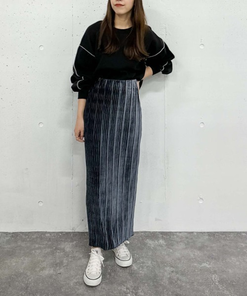 archives（アルシーヴ）の「プリーツベロアタイトスカート（スカート・レディース・ブルー/ブラウン/ベージュ・MEDIUM）」の19枚目の写真