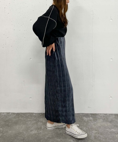 archives（アルシーヴ）の「プリーツベロアタイトスカート（スカート・レディース・ブルー/ブラウン/ベージュ・MEDIUM）」の20枚目の写真