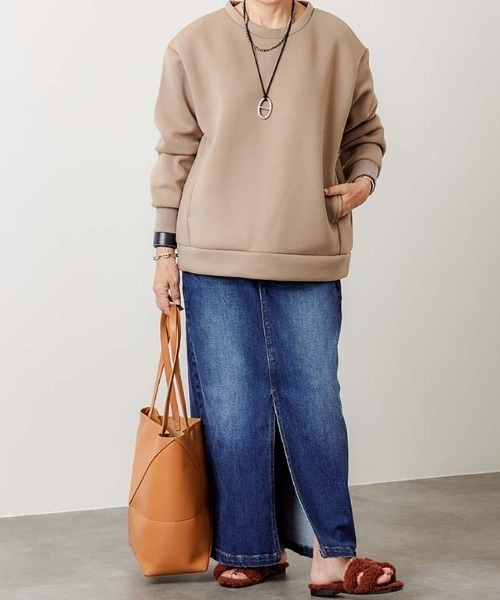 バックファスナーアクセントダンボールニットプルオーバー(その他トップス)|aunt lily(アントリリー) バックファスナーアクセントダンボールニットプルオーバー(その他トップス)|aunt lily(アントリリー)