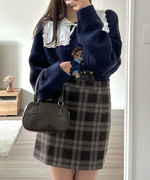 Cham.（チャム）の「チェック柄ミニスカート（スカート・レディース・ダークブラウン/ブラウン・F）」の16枚目の写真
