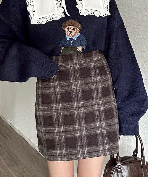 Cham.（チャム）の「チェック柄ミニスカート（スカート・レディース・ダークブラウン/ブラウン・F）」の20枚目の写真