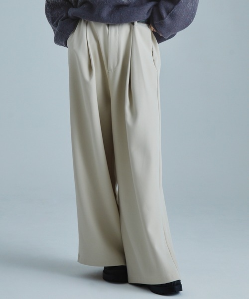 【試着のみ】SOCCEワイドドレープ袴スラックス&ルーズシルエットフェザーニット 試着のみ】SOCCEワイドドレープ袴スラックス&ルーズシルエットフェザー