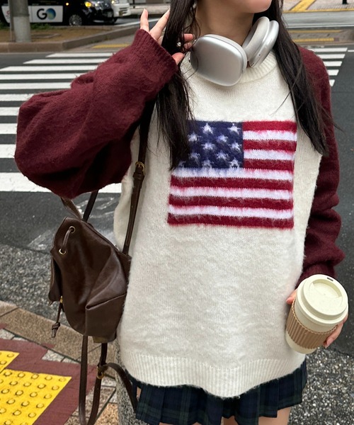 apres jour mignon(アプレジュールミニョン)の「【apresjour mignon SOIE】ラグランアソートジャガードニット【ZOZOTOWN限定アイテム】(ニット/セーター・レディース・ネイビー/ボルドー/チャコールグレー/ブラック・フリー/X-LARGE)」の1枚目の写真