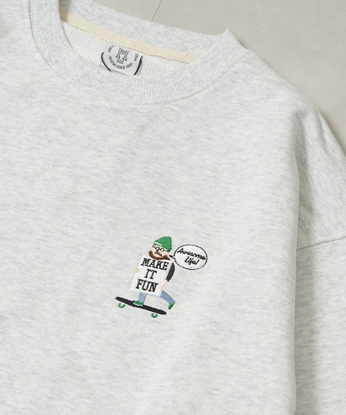 1111clothing(ワンフォークロージング)の「ヘビー裏毛 ワンポイント刺繍 スウェット / Heavyweight one-point embroidery sweatshirt(スウェット・メンズ・B/C/F/E/D/A・L/M)」の5枚目の写真