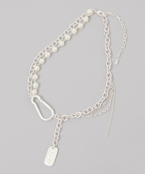 JEANASIS(ジーナシス)の「Yラインパールチェーンネックレス/152494(ネックレス・レディース・シルバー系その他/シルバー・FREE)」の1枚目の写真