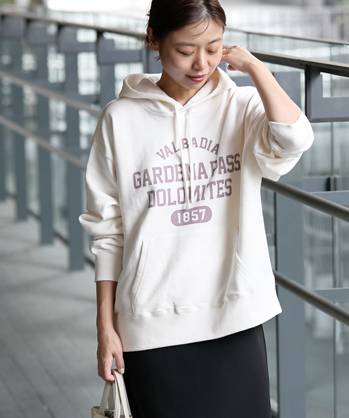 JOURNAL STANDARD relume（ジャーナルスタンダード　レリューム）の「ロゴプリントフーディースウェット（パーカー・レディース・ブラックミックス/ホワイト系その他・FREE）」の17枚目の写真