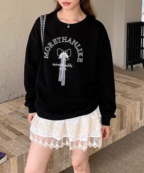aimoha（アイモハ）の「文字刺繍スウェット（スウェット・レディース・グレー/ブラック・FREE）」の14枚目の写真