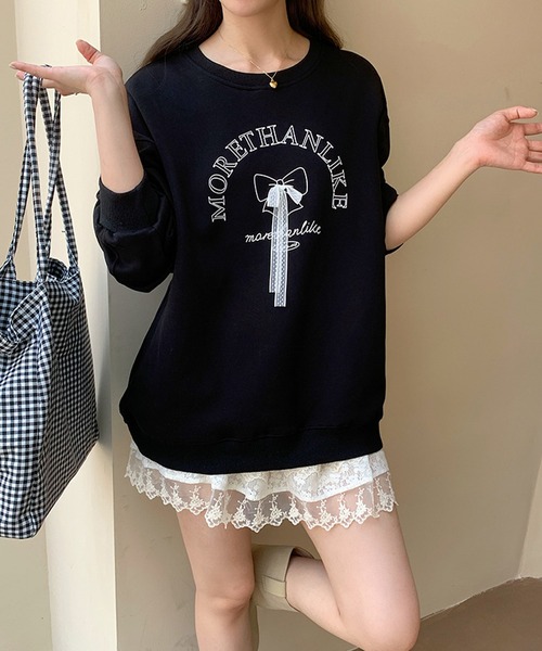 aimoha（アイモハ）の「文字刺繍スウェット（スウェット・レディース・グレー/ブラック・FREE）」の11枚目の写真