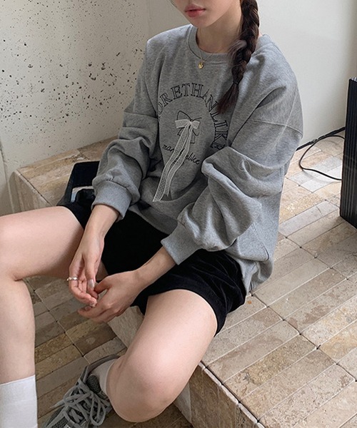 aimoha（アイモハ）の「文字刺繍スウェット（スウェット・レディース・グレー/ブラック・FREE）」の22枚目の写真
