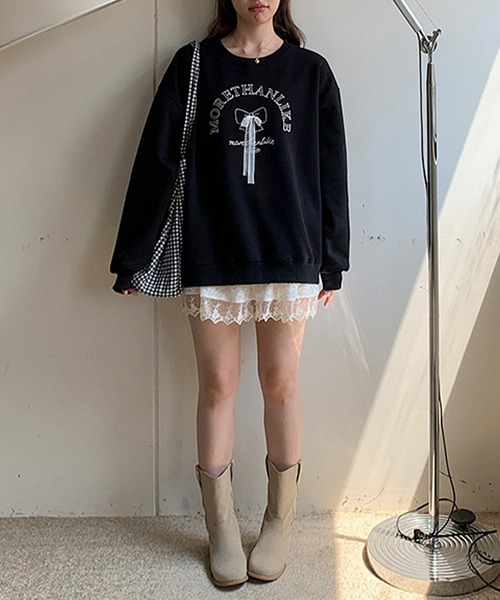 aimoha（アイモハ）の「文字刺繍スウェット（スウェット・レディース・グレー/ブラック・FREE）」の7枚目の写真