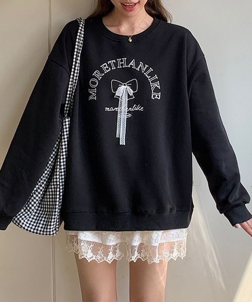 aimoha（アイモハ）の「文字刺繍スウェット（スウェット・レディース・グレー/ブラック・FREE）」の13枚目の写真
