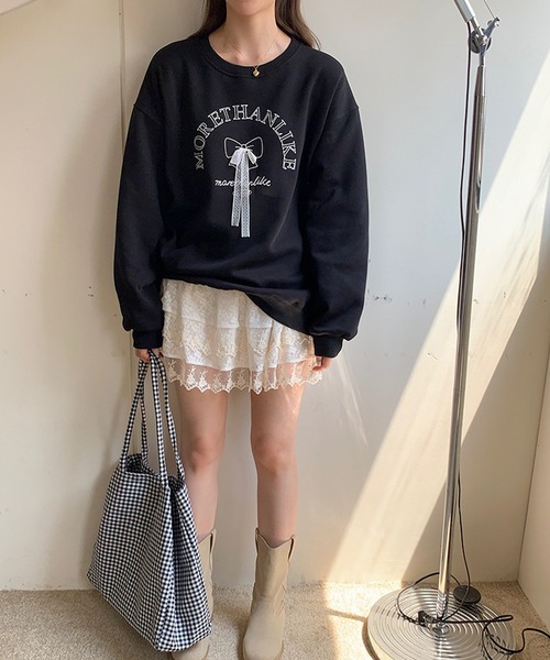 aimoha（アイモハ）の「文字刺繍スウェット（スウェット・レディース・グレー/ブラック・FREE）」の8枚目の写真