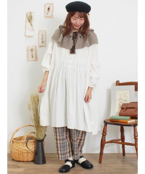 Samansa Mos2（サマンサ モスモス）の「【抗菌防臭】柄アソートふんわりチュニック（チュニック・レディース・ネイビー/ベージュ/オフホワイト/ブルー・F）」の5枚目の写真