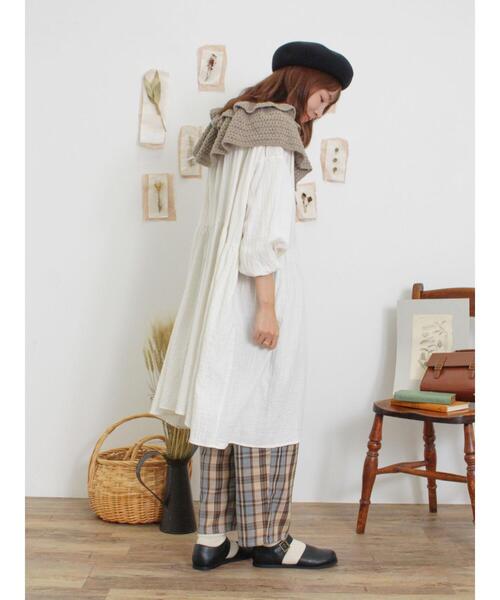 Samansa Mos2（サマンサ モスモス）の「【抗菌防臭】柄アソートふんわりチュニック（チュニック・レディース・ネイビー/ベージュ/オフホワイト/ブルー・F）」の9枚目の写真