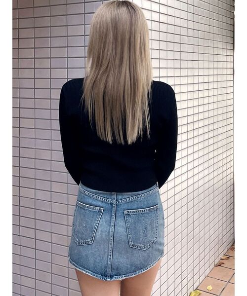 GYDA（ジェイダ）の「SymmetryGYDA embroideryニットトップス（ニット/セーター・レディース・ブラック/オフホワイト・FREE）」の21枚目の写真