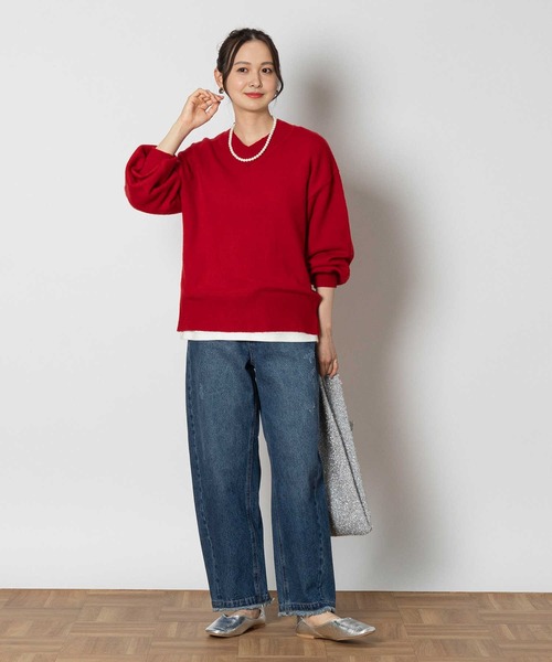 Right-on(ライトオン)の「Vネックニット(ニット/セーター・レディース・ブラック/レッド・M/L/XL)」の5枚目の写真